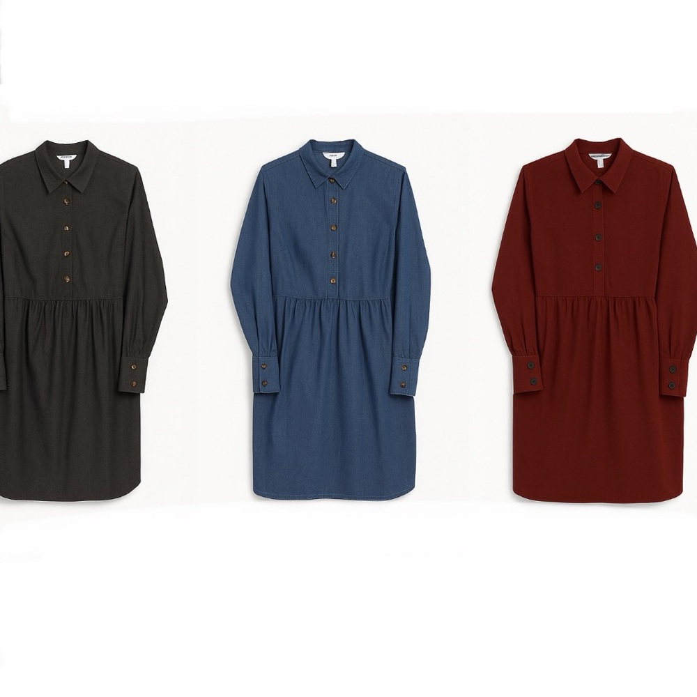 100% Cotton 3 Nine West Botton up Women's Dresses Size: XS